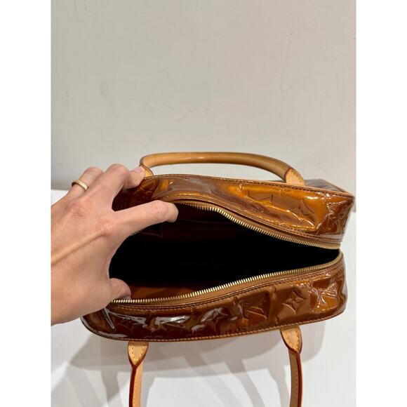 Louis Vuitton Tompkins Square Satchel Handbag Monogram Patent Leather Brown - Picture 10 of 15